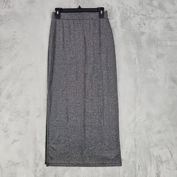 Old Navy Midi Skirt Womens S Metallic Silver Side Slit Elastic Waist Party NWT - Picture 1 of 8